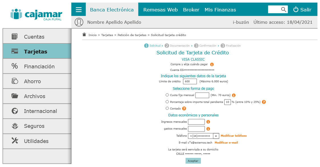 Paso 3 para la solicitud de tu tarjeta de crédito