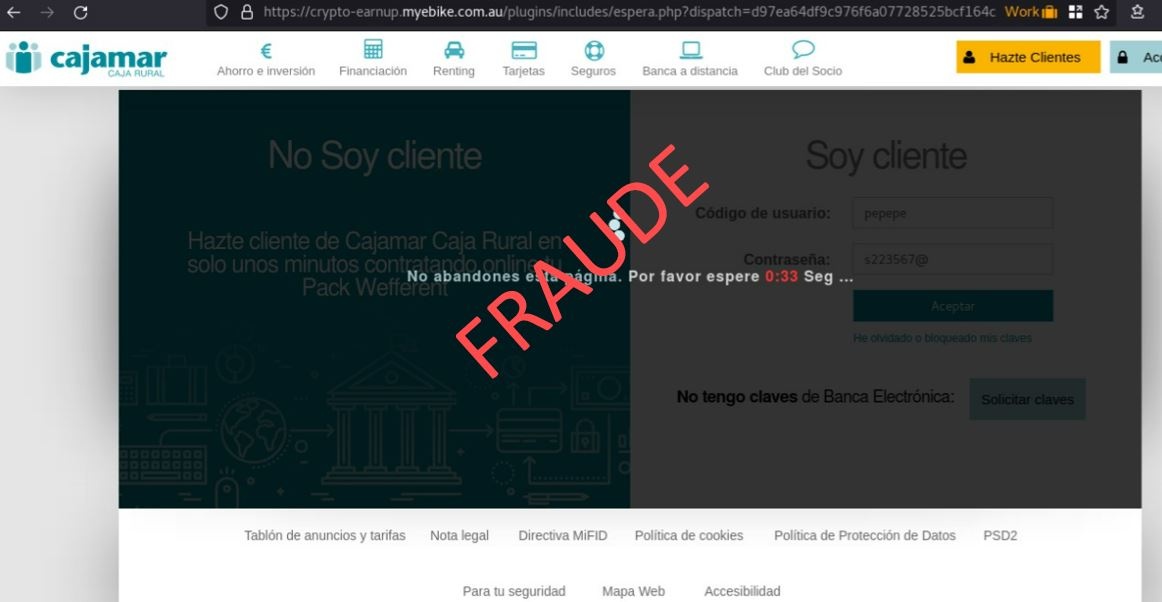 Phishing - Otra imagen del proceso de captura de datos fraudulentos